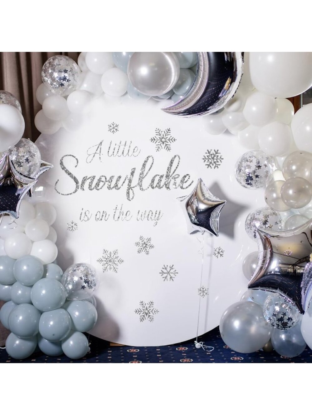 Winter Wonderland Baby Shower Stickers - Snowflake Decor for Party Backdrop